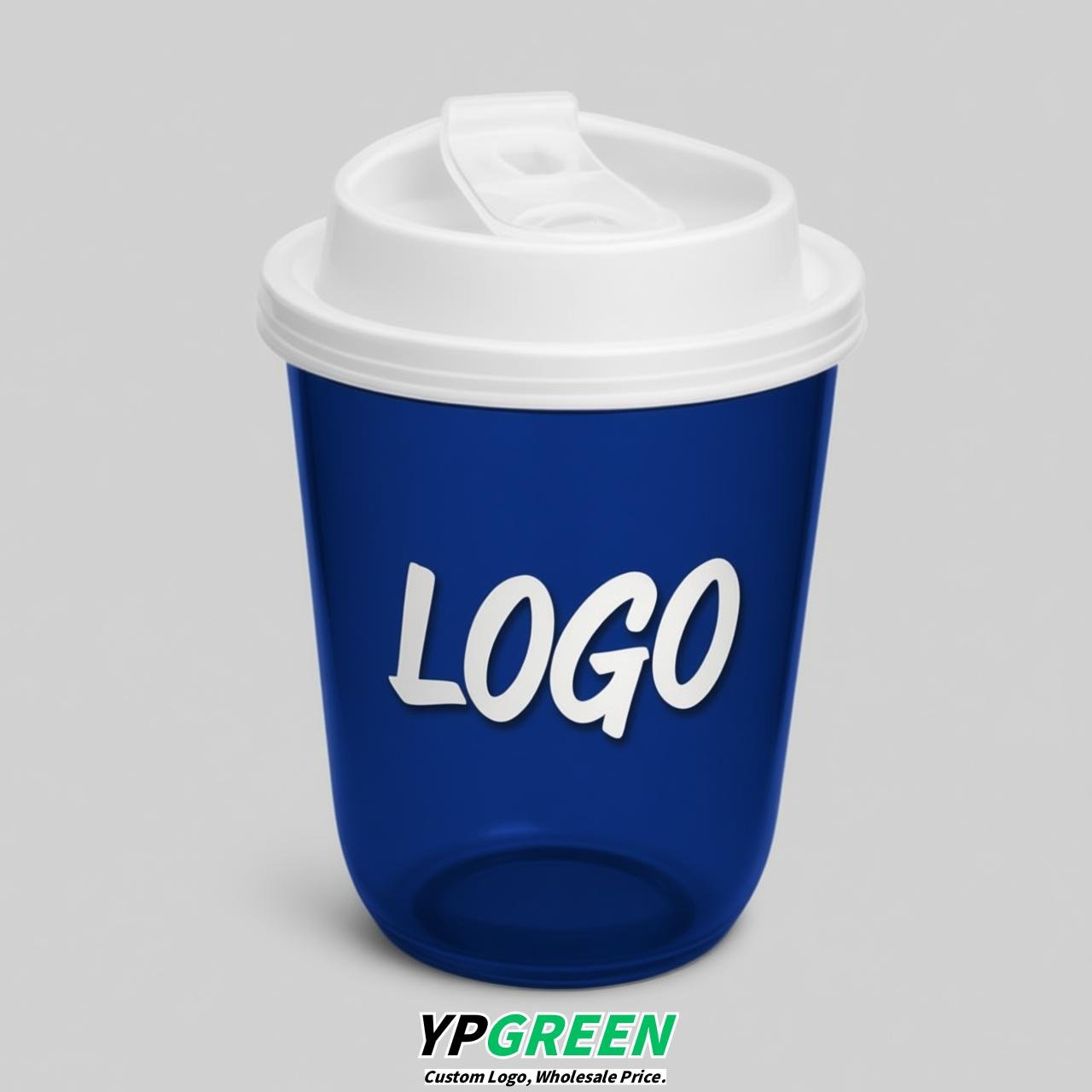 Prussian Blue U Shape Cups with Lid - Custom Logo PP & PET Plastic Disposable