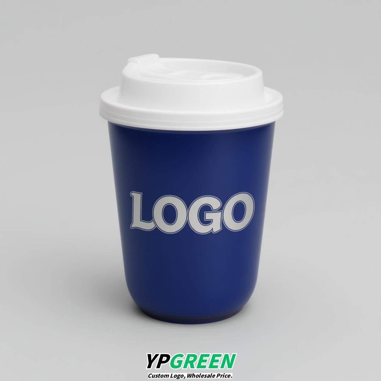 Prussian Blue U Shape Cups with Lid - Custom Logo PP & PET Plastic Disposable