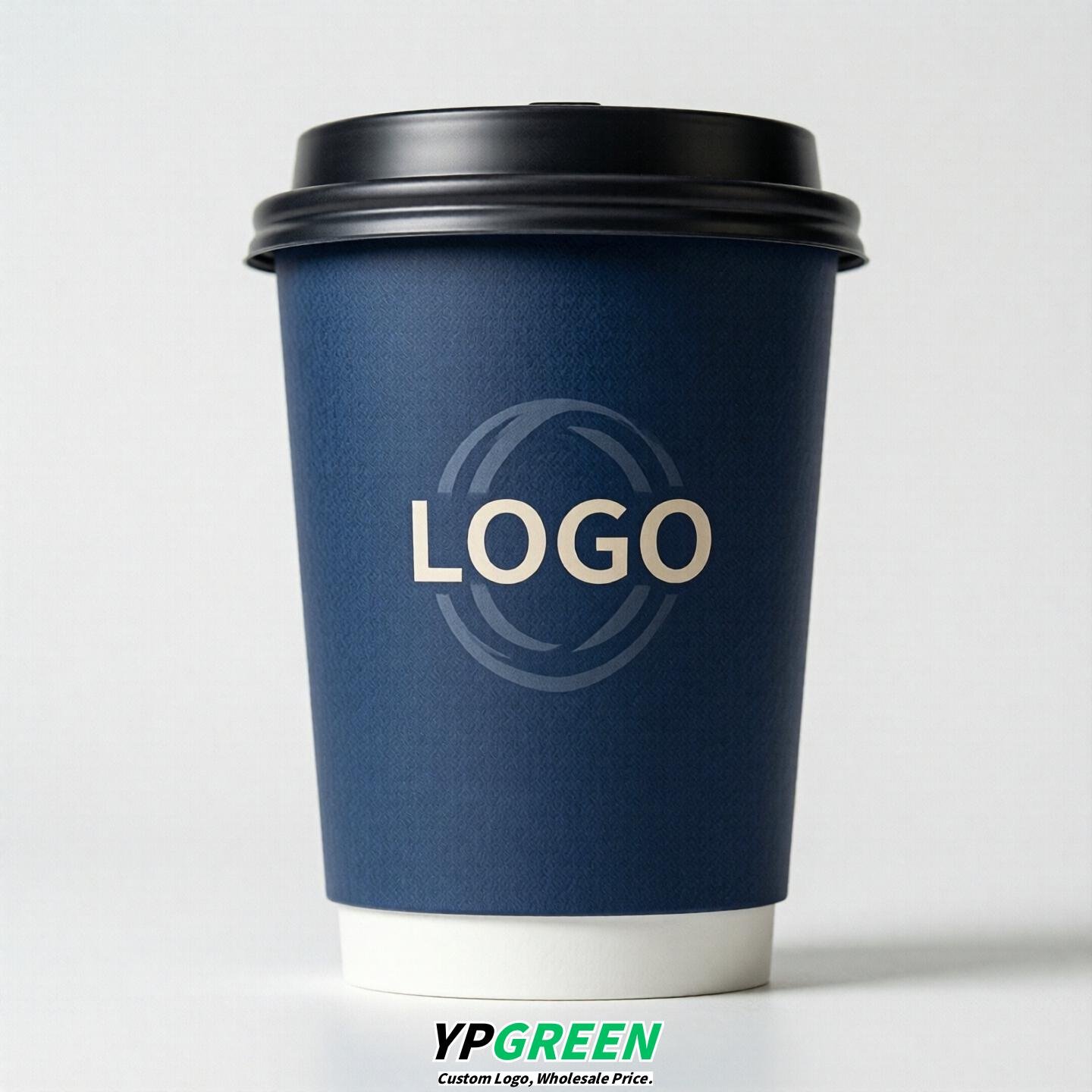 Prussian Blue Custom Logo Paper Cups: 8-24oz & Double Wall