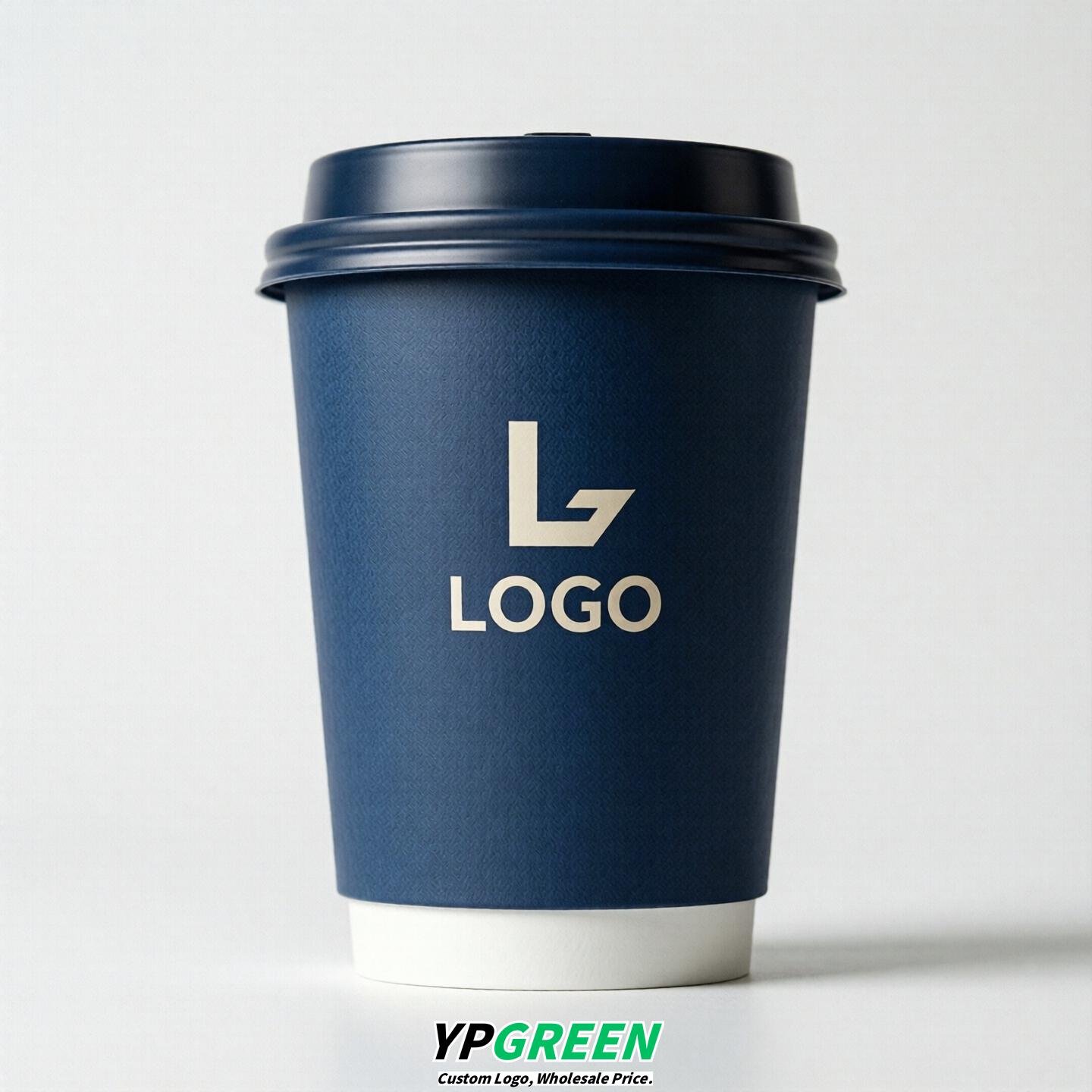 Prussian Blue Custom Logo Paper Cups: 8-24oz & Double Wall