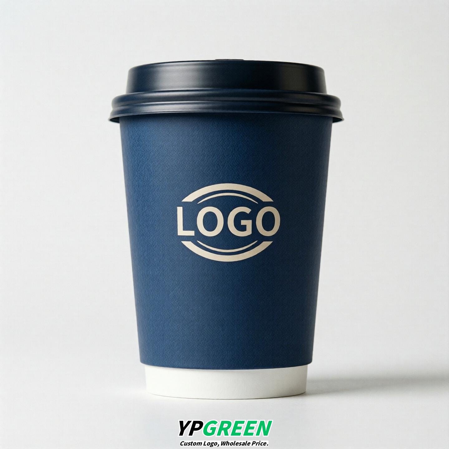Prussian Blue Custom Logo Paper Cups: 8-24oz & Double Wall