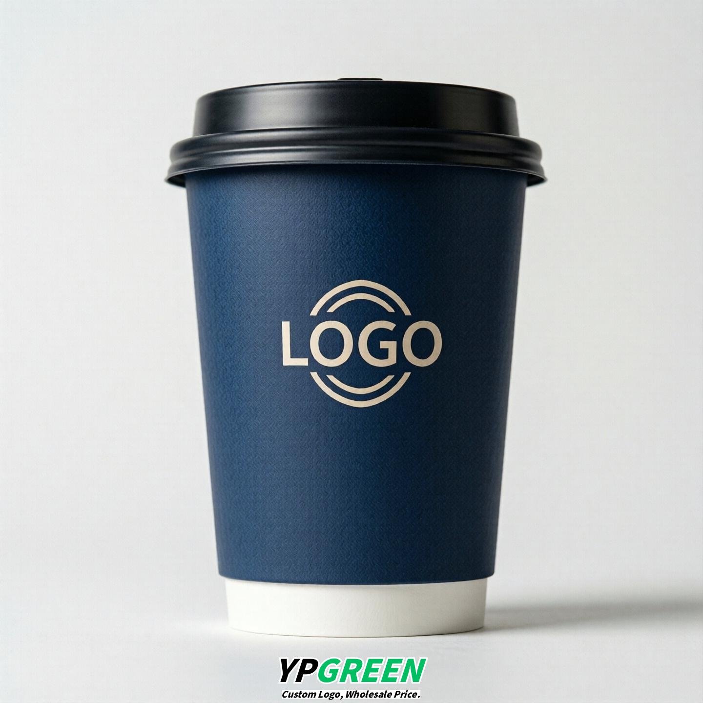 Prussian Blue Custom Logo Paper Cups: 8-24oz & Double Wall