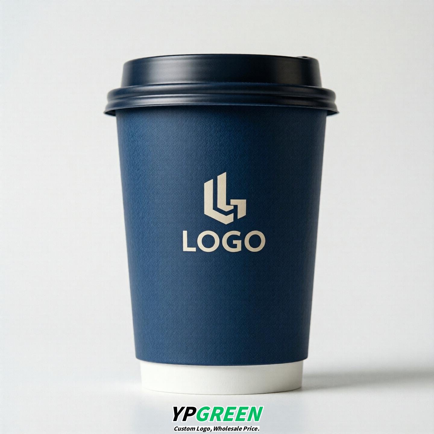 Prussian Blue Custom Logo Paper Cups: 8-24oz & Double Wall