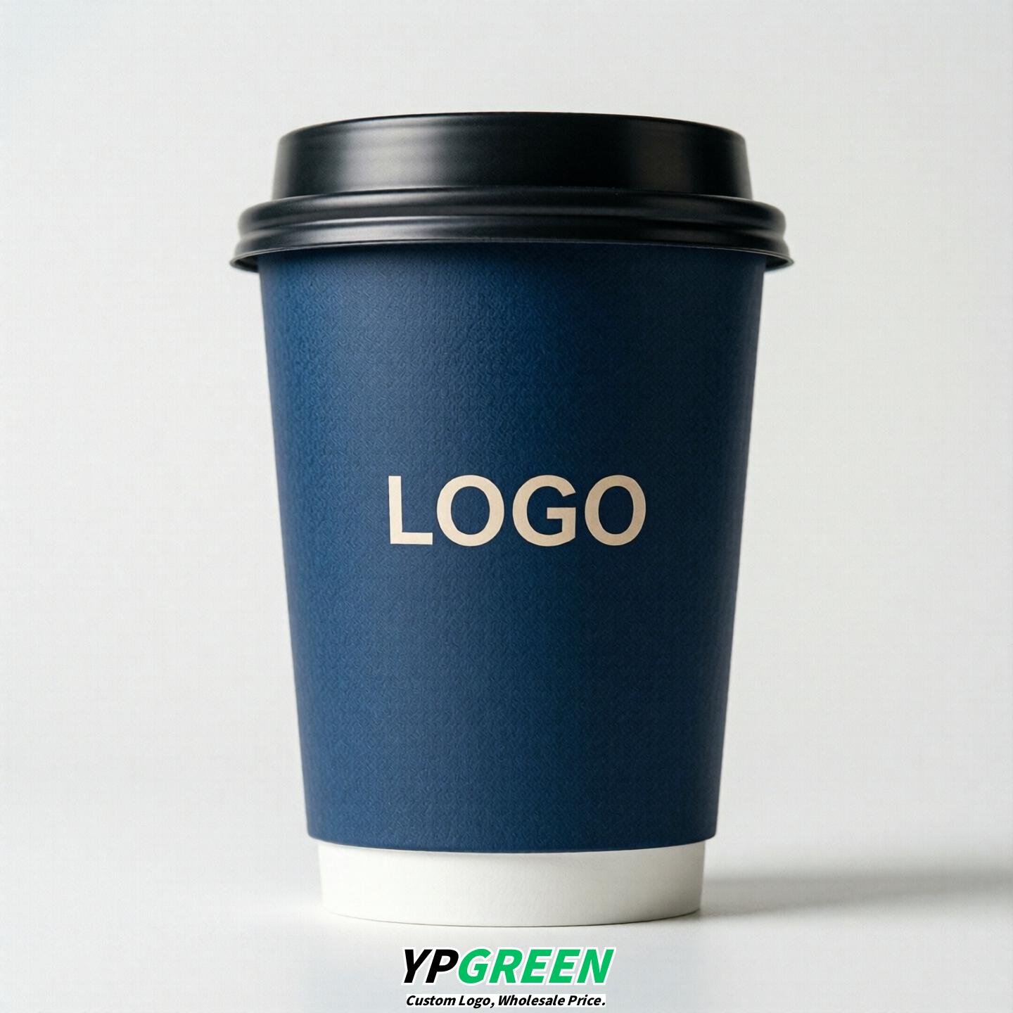 Prussian Blue Custom Logo Paper Cups: 8-24oz & Double Wall