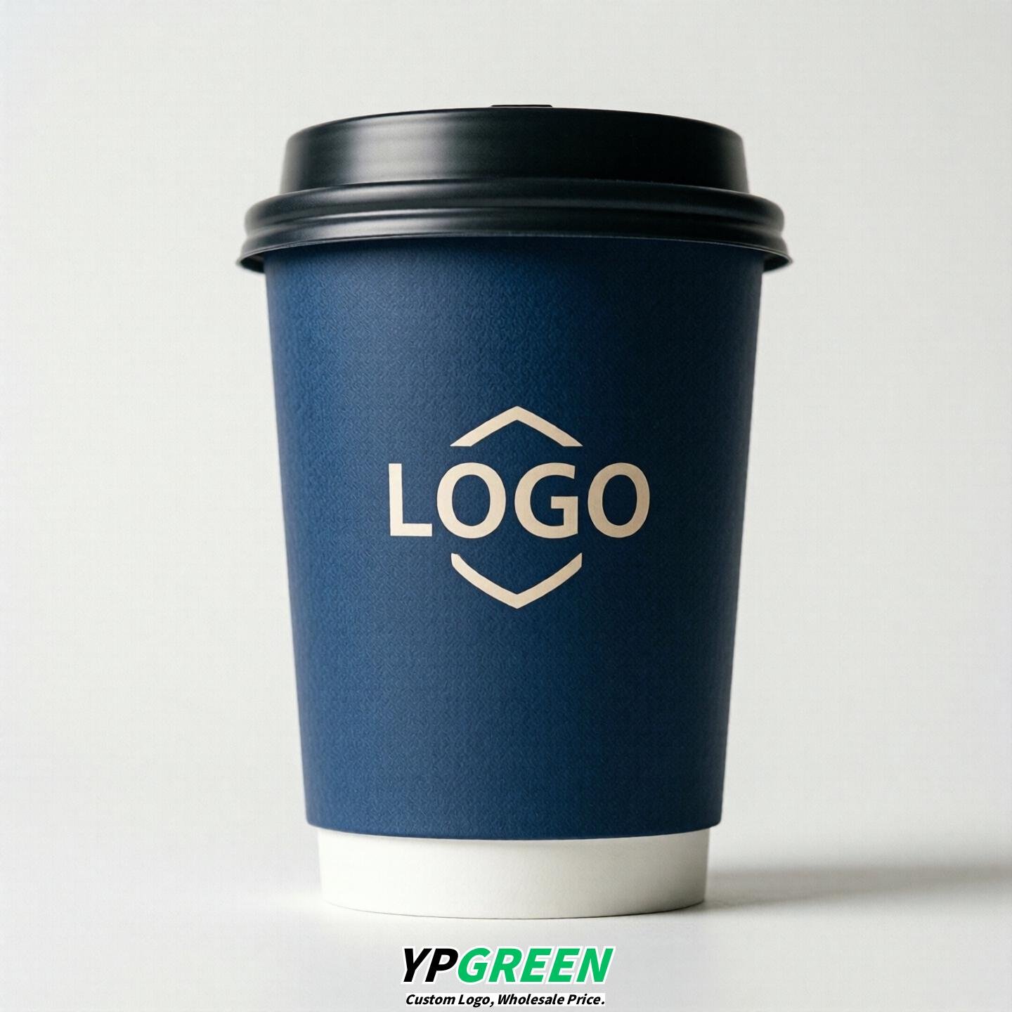 Prussian Blue Custom Logo Paper Cups: 8-24oz & Double Wall
