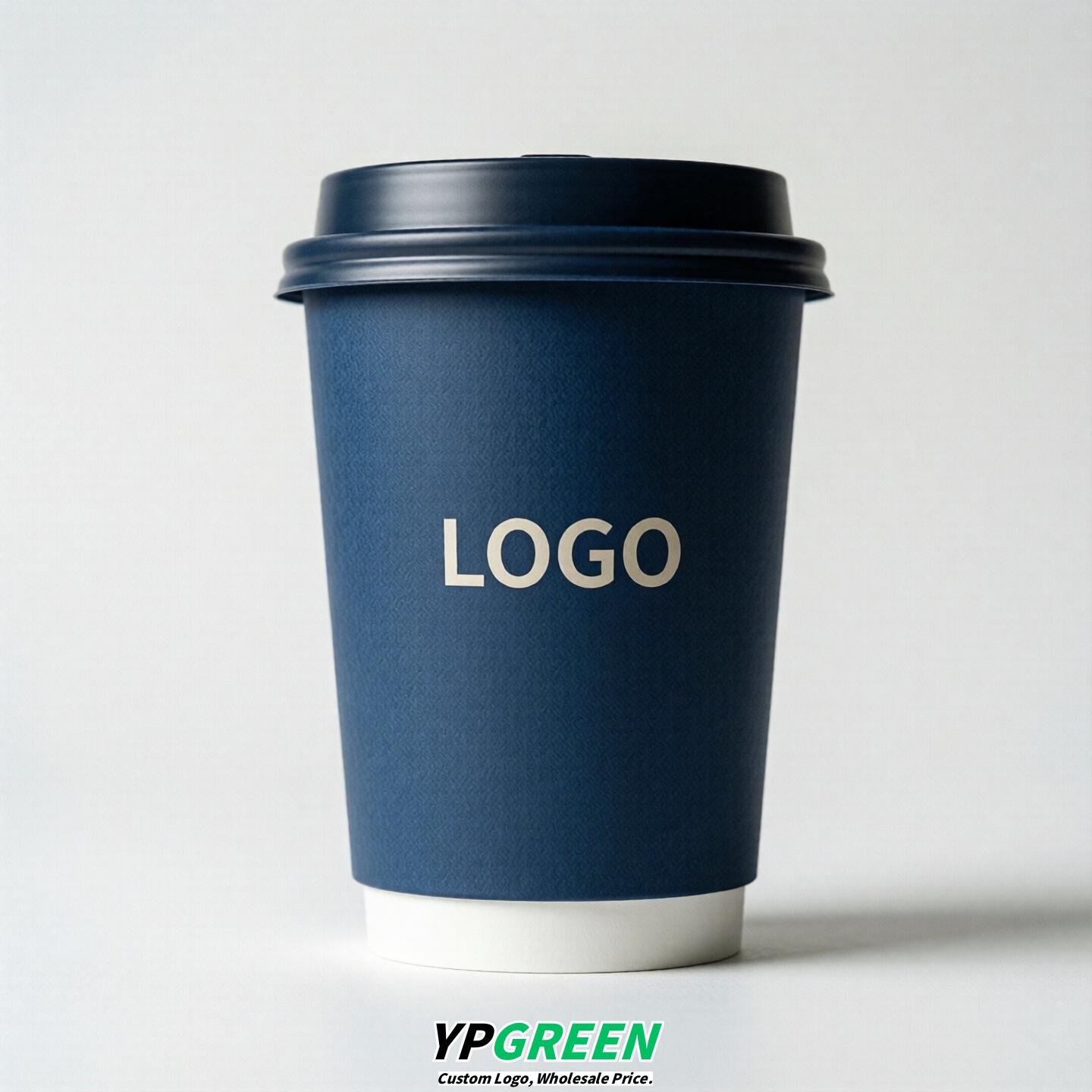 Prussian Blue Custom Logo Paper Cups: 8-24oz & Double Wall