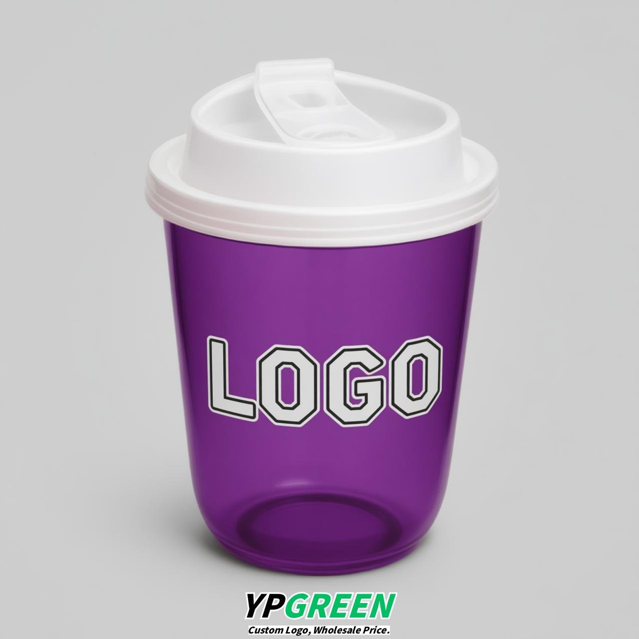 Purple U Shape Cups with Lid - Custom Logo PP & PET Plastic Disposable