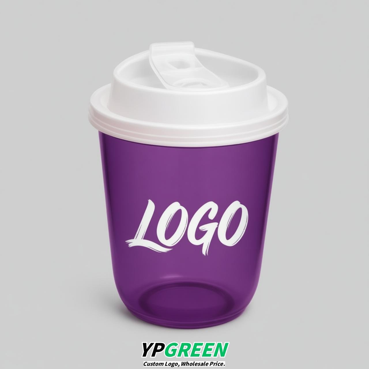 Purple U Shape Cups with Lid - Custom Logo PP & PET Plastic Disposable