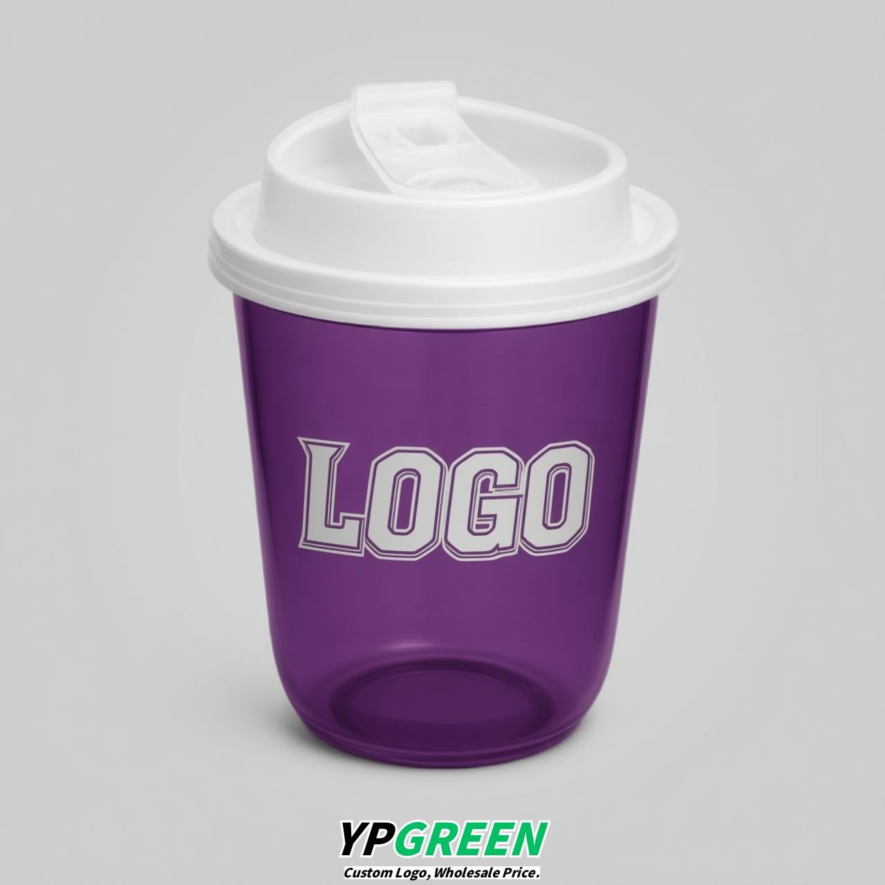 Purple U Shape Cups with Lid - Custom Logo PP & PET Plastic Disposable