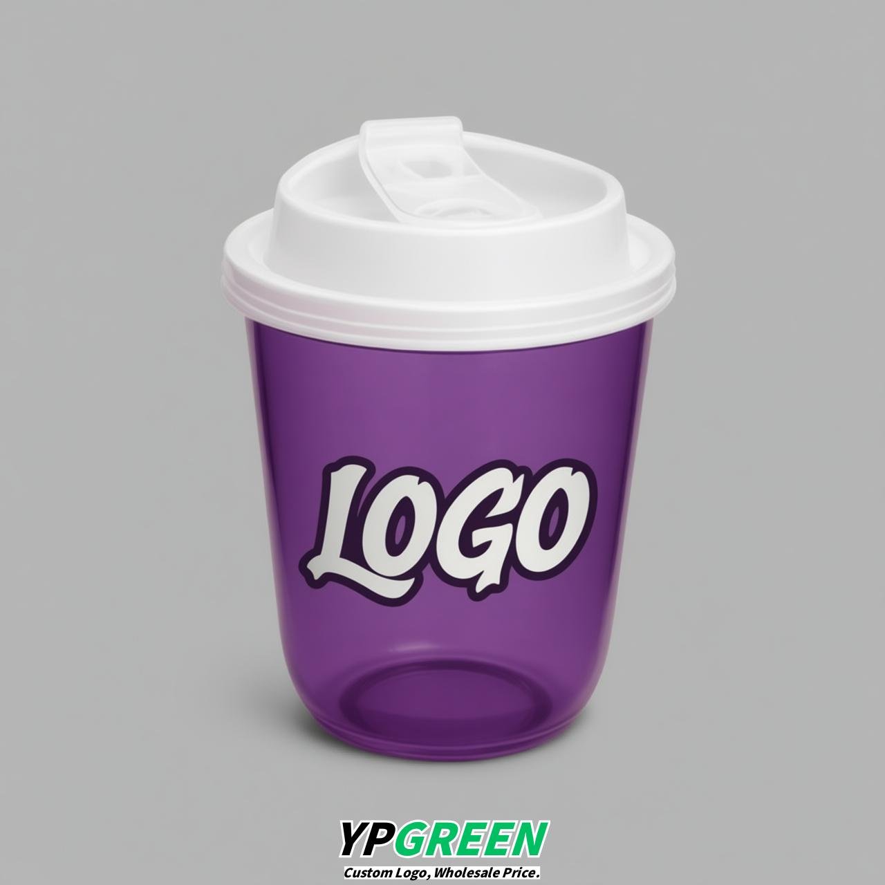Purple U Shape Cups with Lid - Custom Logo PP & PET Plastic Disposable