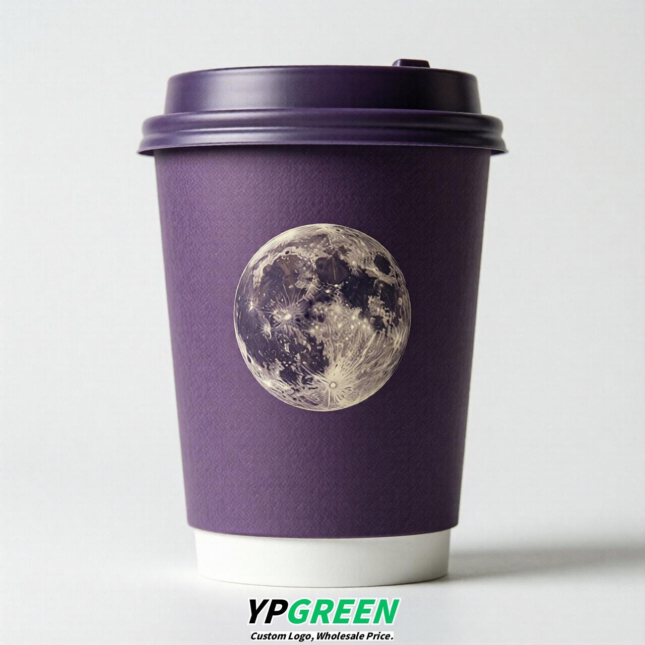 Purple Moon Paper Cups with Lids 8-24oz