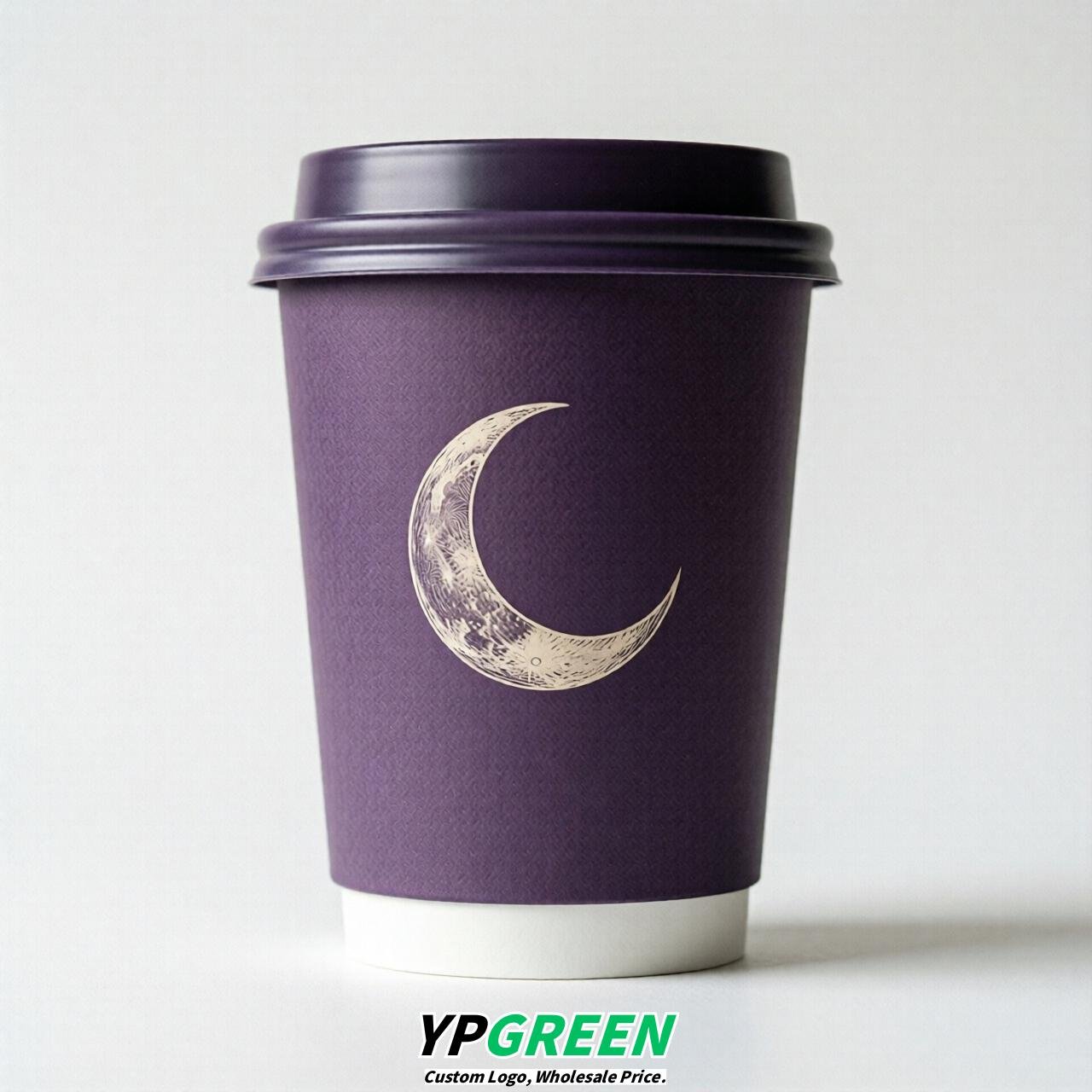 Purple Moon Paper Cups with Lids 8-24oz