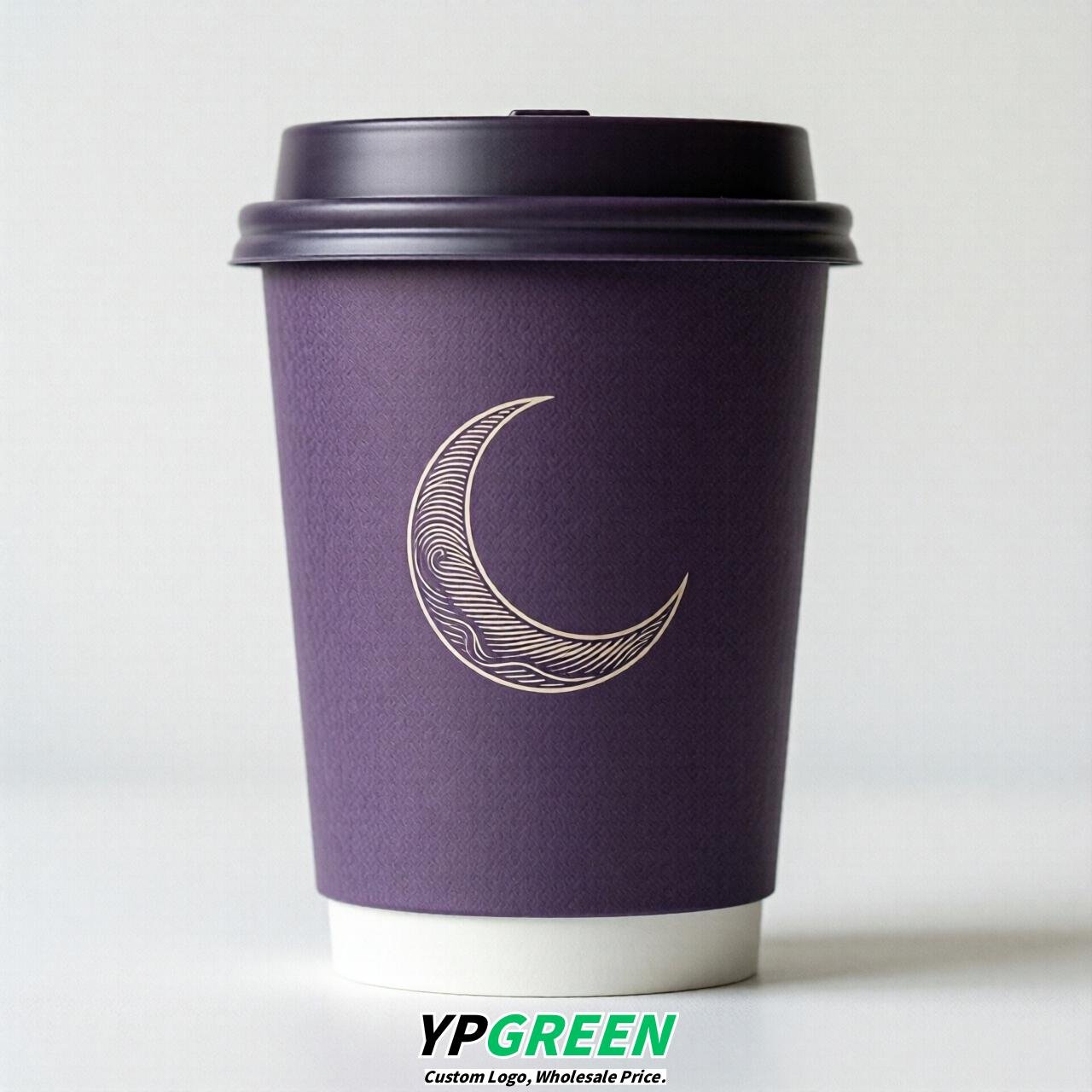 Purple Moon Paper Cups with Lids 8-24oz