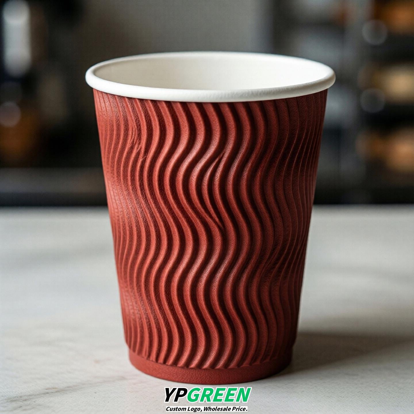 Red Embossed Paper Cups 10oz/12oz/16oz/20oz/22oz