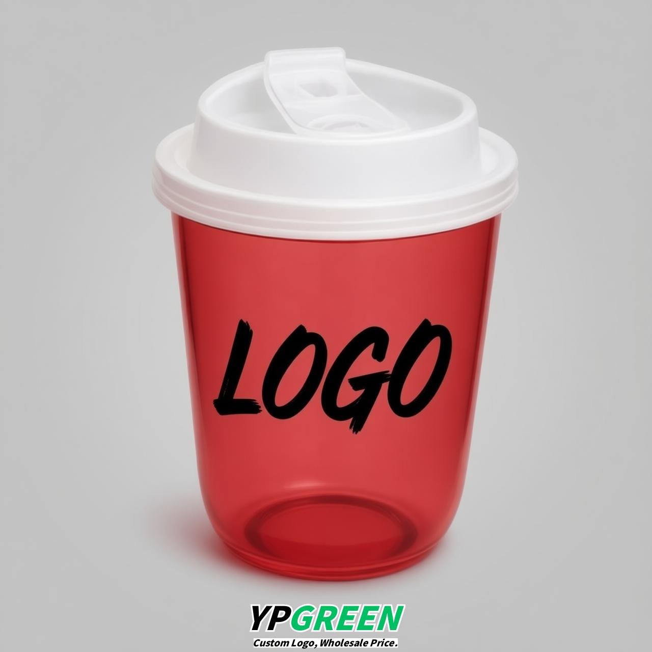 Red U Shape Cups with Lid - Custom Logo PP & PET Plastic Disposable Red U Shape Cups with Lid - Custom Logo PP & PET Plastic Disposable