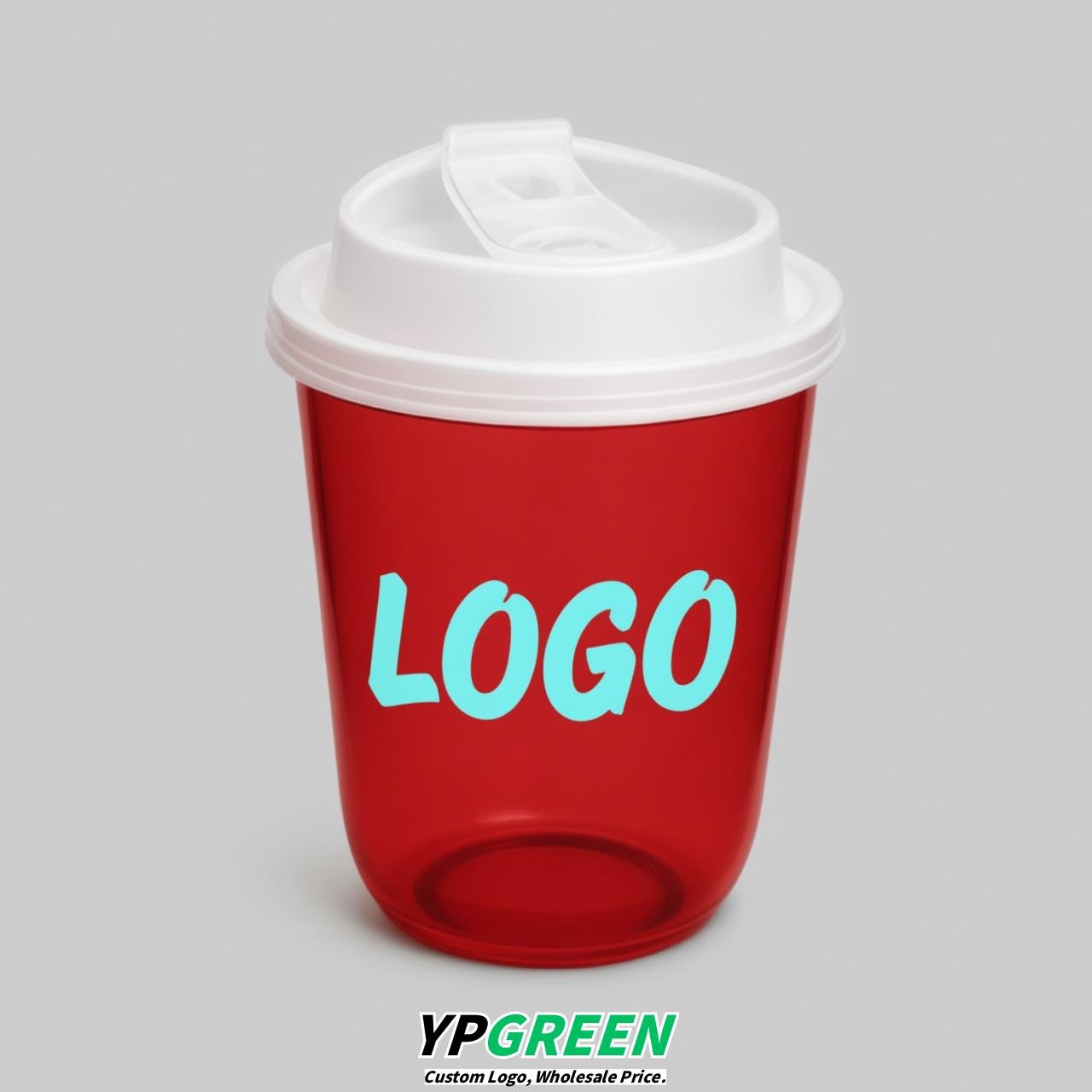 Red U Shape Cups with Lid - Custom Logo PP & PET Plastic Disposable