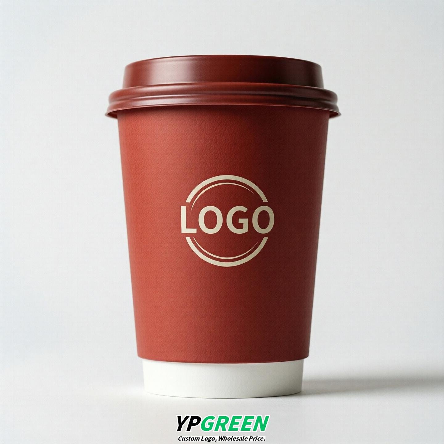 Red Custom Logo Paper Cups: 8-24oz & Double Wall