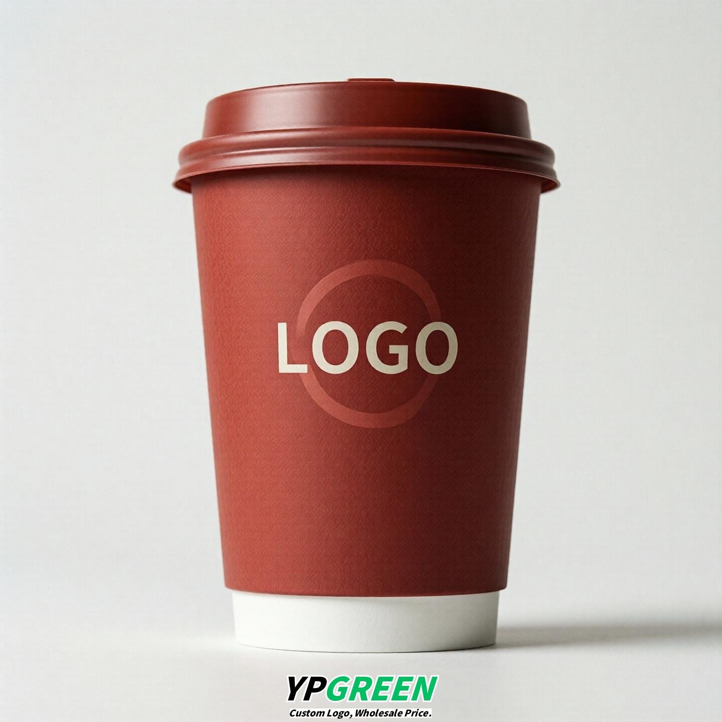 Red Custom Logo Paper Cups: 8-24oz & Double Wall