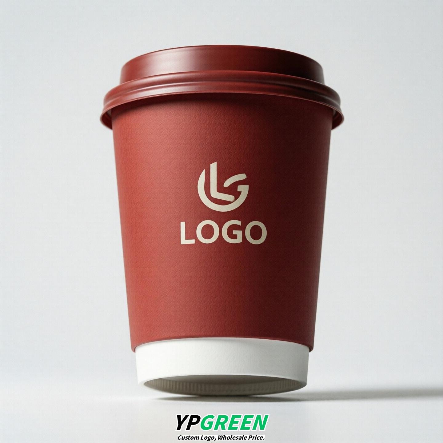 Red Custom Logo Paper Cups: 8-24oz & Double Wall