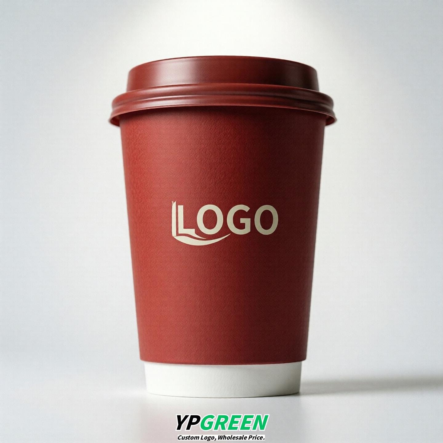 Red Custom Logo Paper Cups: 8-24oz & Double Wall