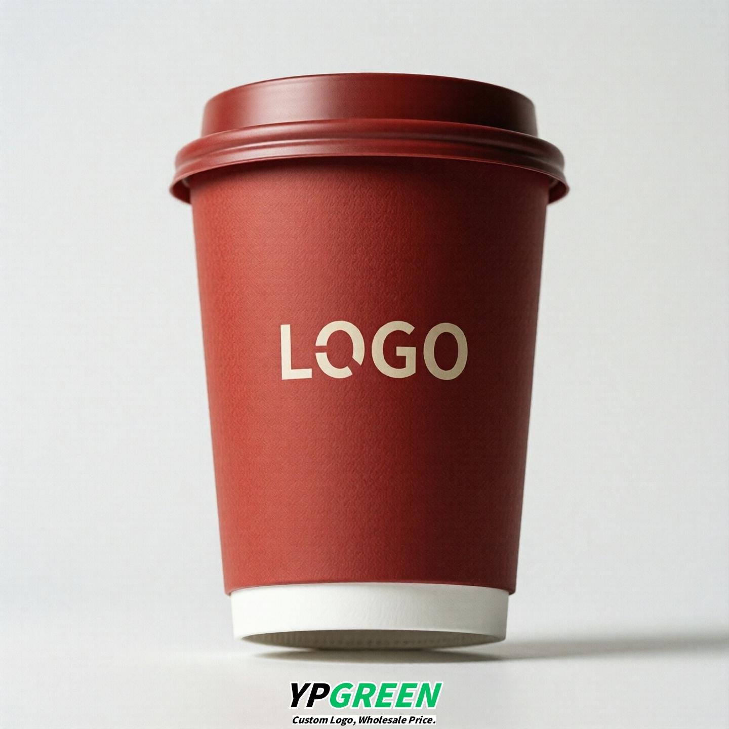 Red Custom Logo Paper Cups: 8-24oz & Double Wall