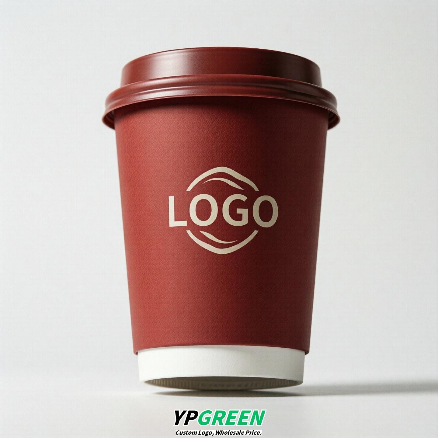 Red Custom Logo Paper Cups: 8-24oz & Double Wall