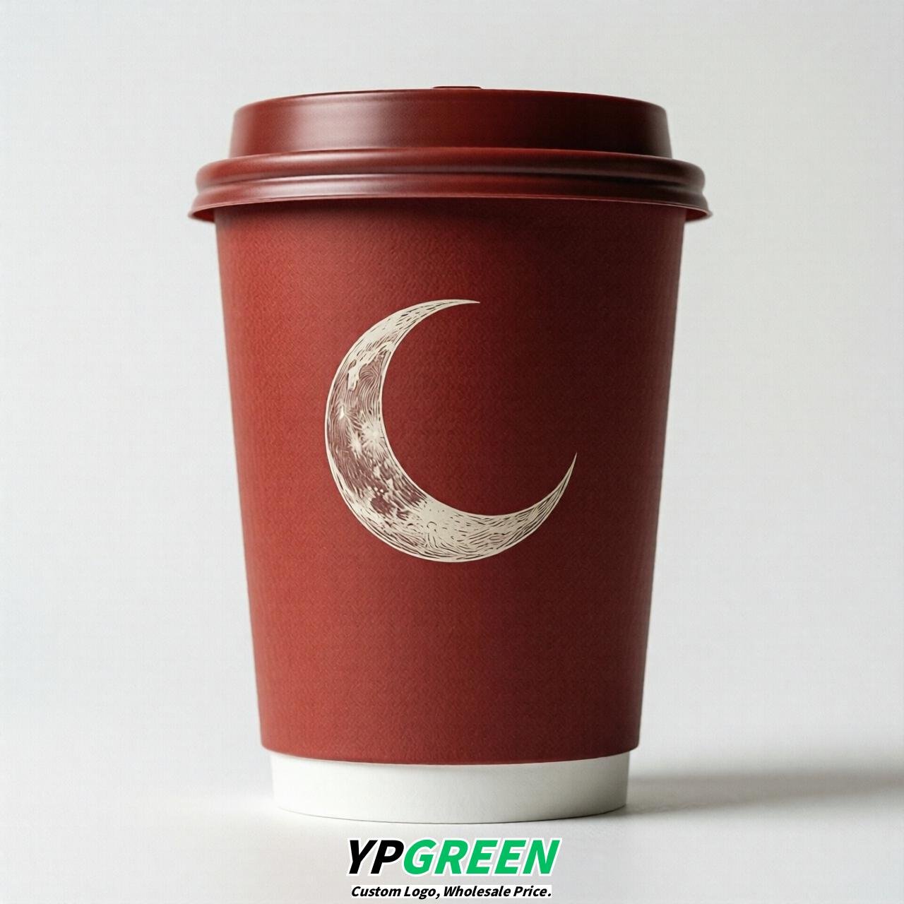 Red Moon Paper Cups with Lids 8-24oz