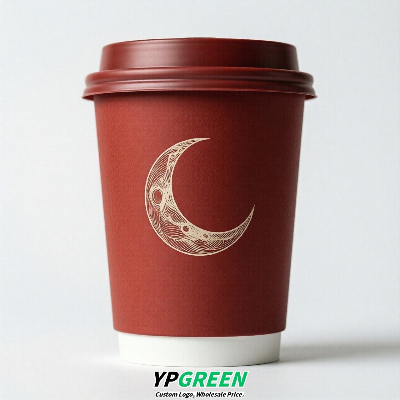 Red Moon Paper Cups with Lids 8-24oz