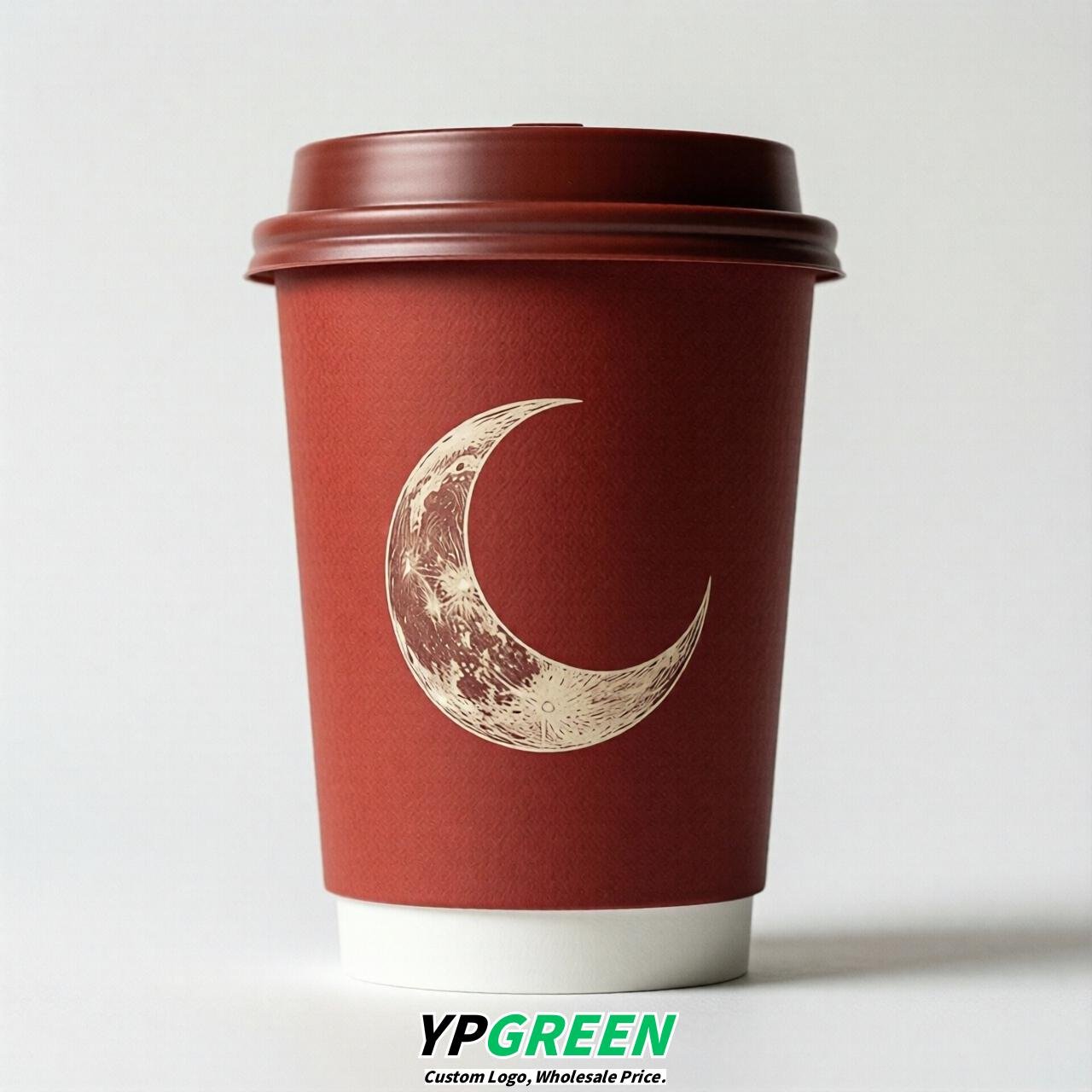 Red Moon Paper Cups with Lids 8-24oz