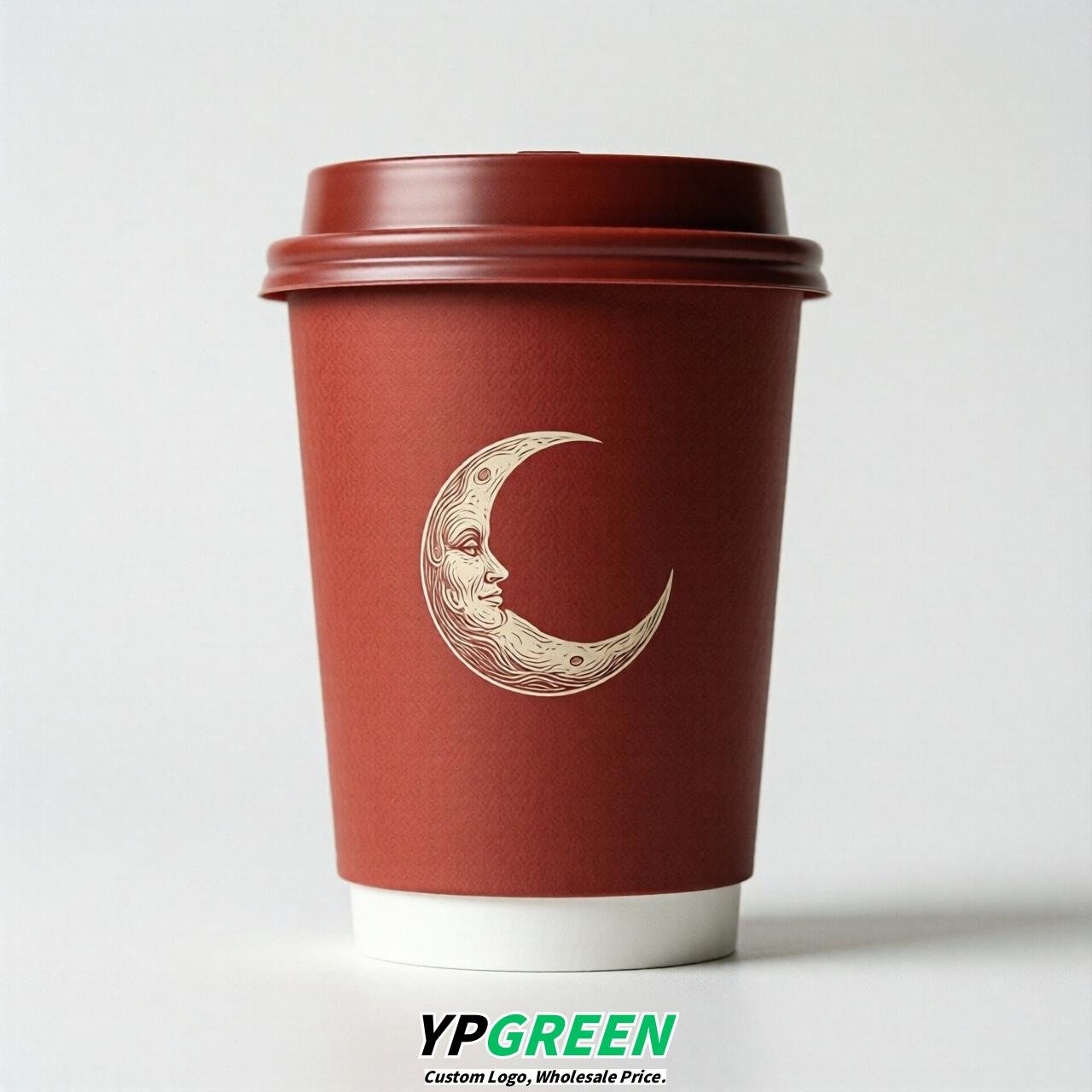 Red Moon Paper Cups with Lids 8-24oz