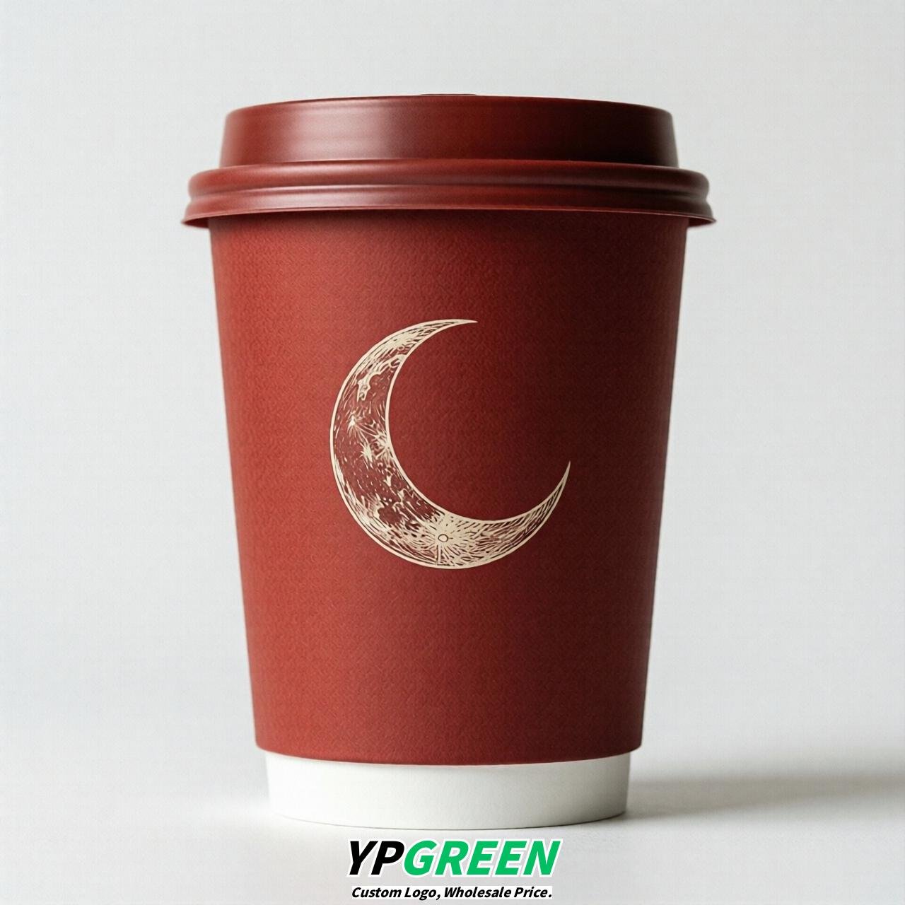 Red Moon Paper Cups with Lids 8-24oz