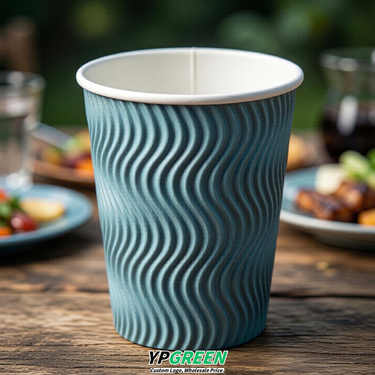 Robin Egg Blue Embossed Paper Cups 10oz/12oz/16oz/20oz/22oz