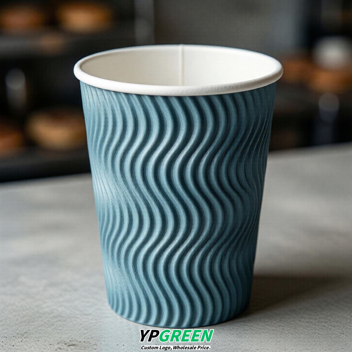 Robin Egg Blue Embossed Paper Cups 10oz/12oz/16oz/20oz/22oz