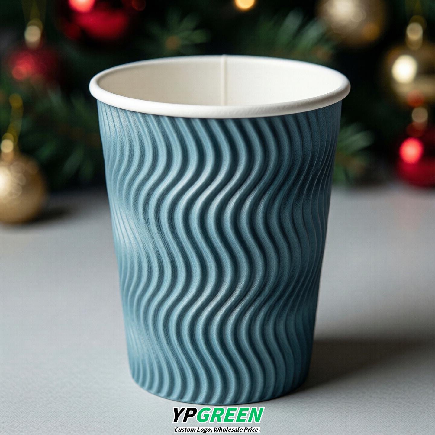Robin Egg Blue Embossed Paper Cups 10oz/12oz/16oz/20oz/22oz