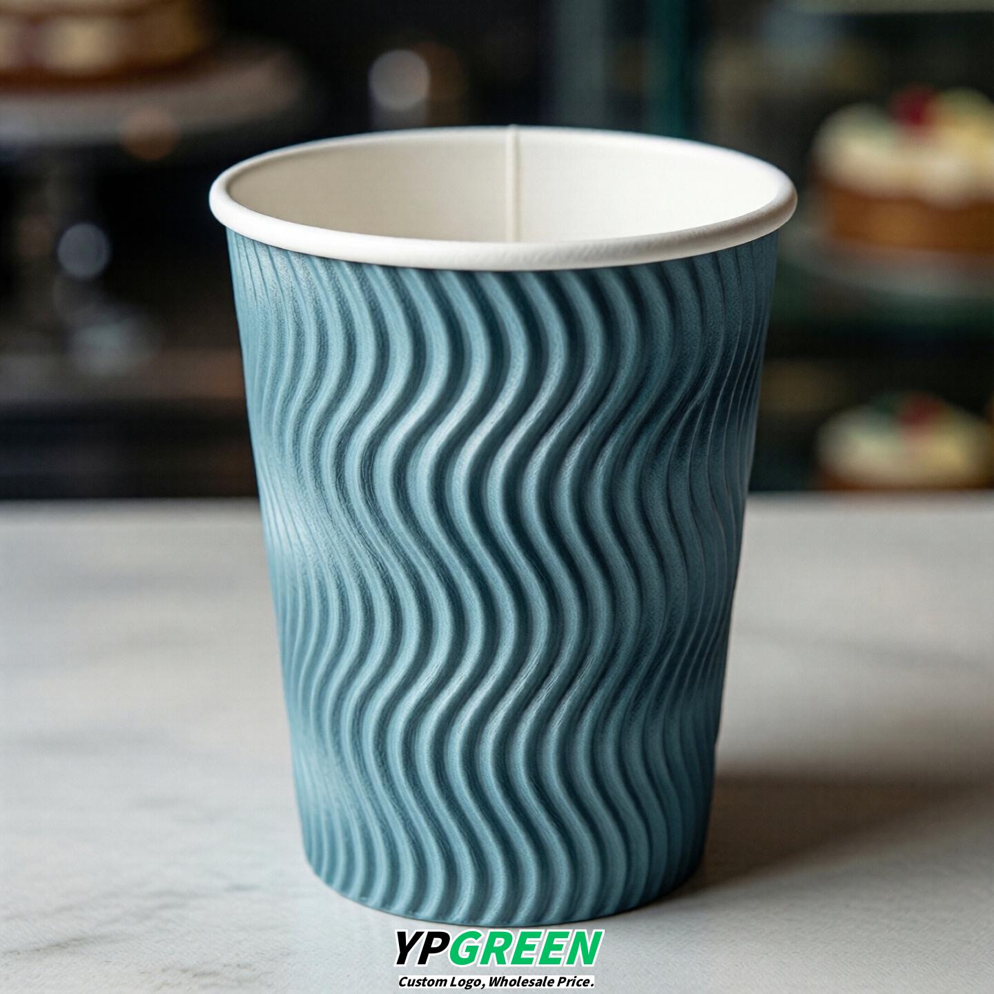 Robin Egg Blue Embossed Paper Cups 10oz/12oz/16oz/20oz/22oz