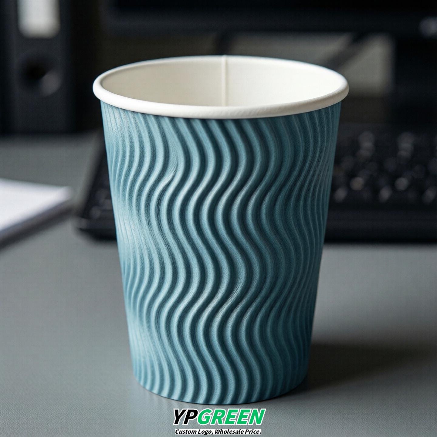 Robin Egg Blue Embossed Paper Cups 10oz/12oz/16oz/20oz/22oz