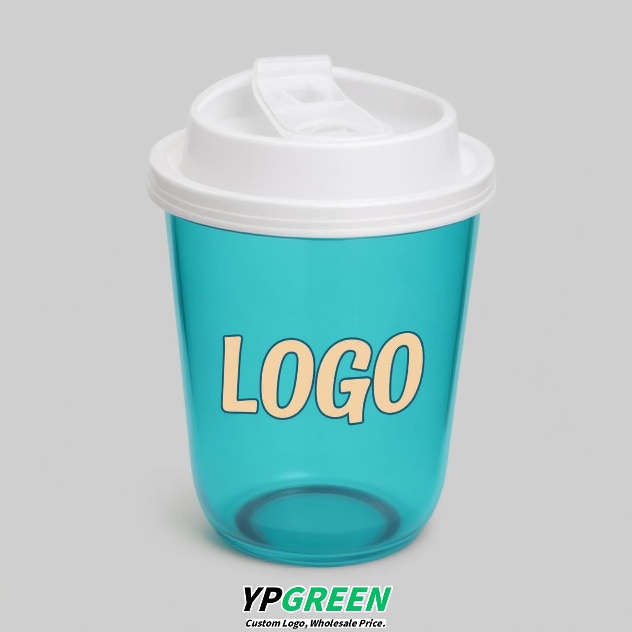 Robin Egg Blue U Shape Cups with Lid - Custom Logo PP & PET Plastic Disposable