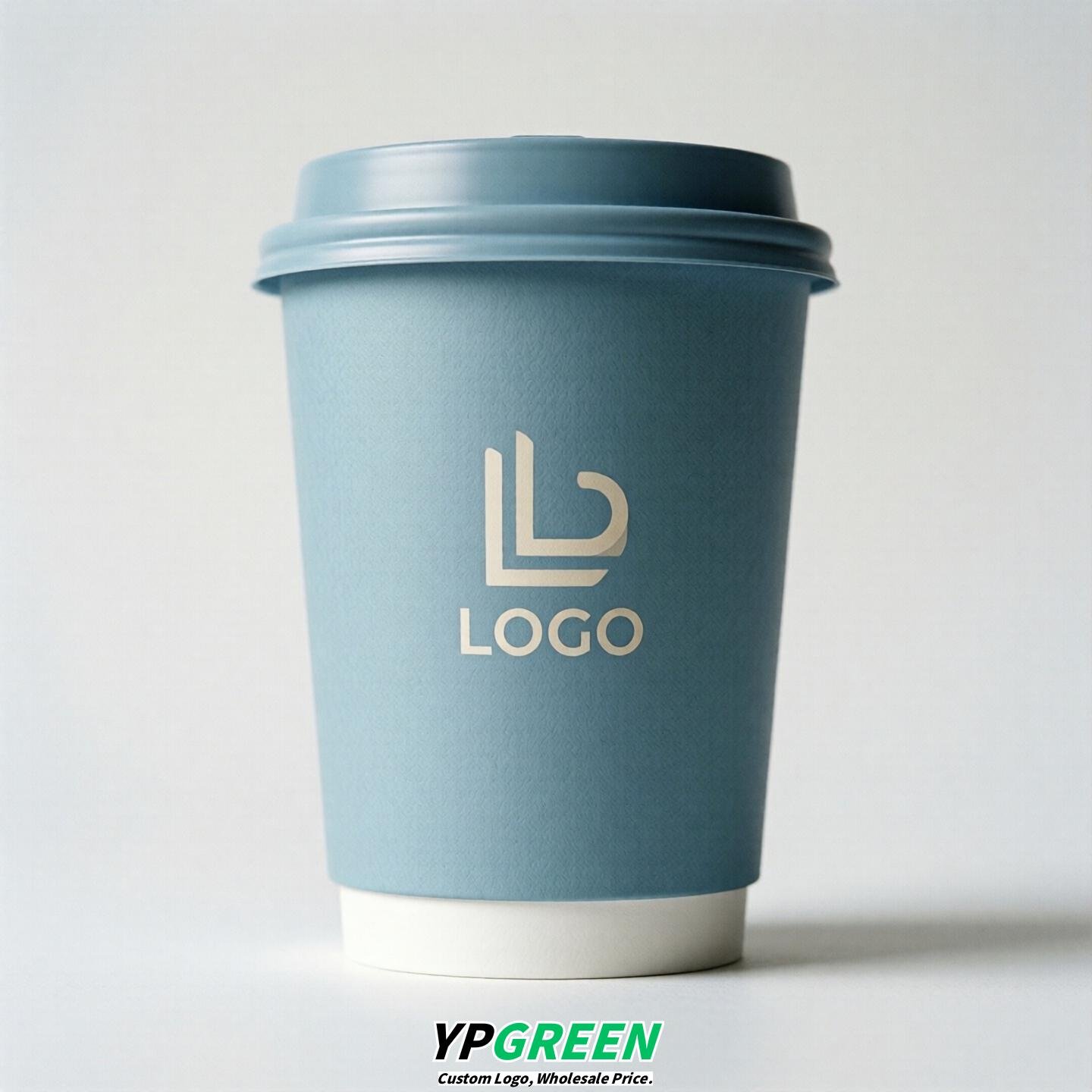 Robin Egg Blue Custom Logo Paper Cups: 8-24oz & Double Wall