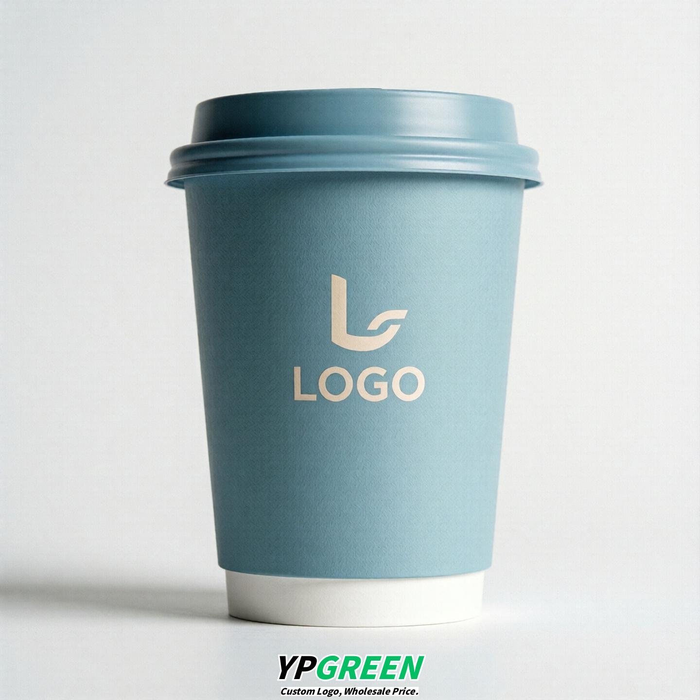 Robin Egg Blue Custom Logo Paper Cups: 8-24oz & Double Wall