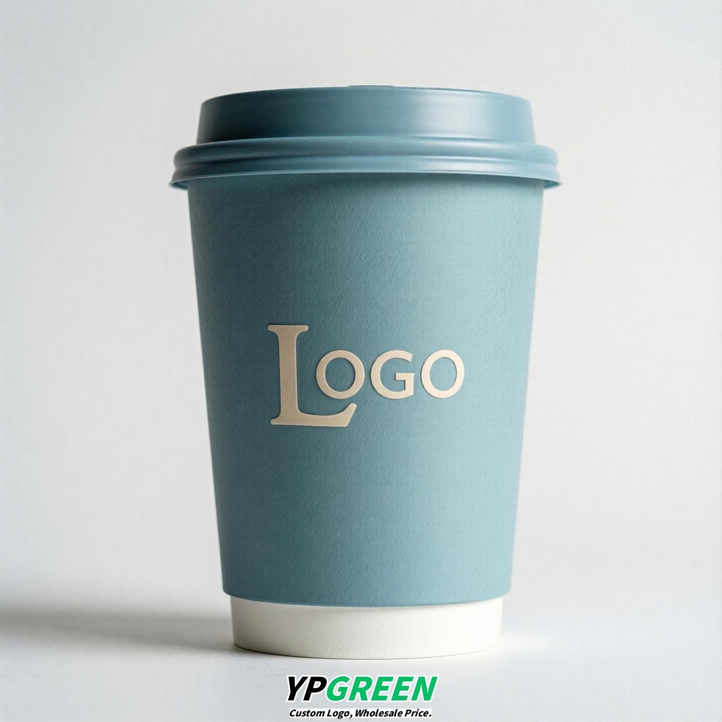 Robin Egg Blue Custom Logo Paper Cups: 8-24oz & Double Wall