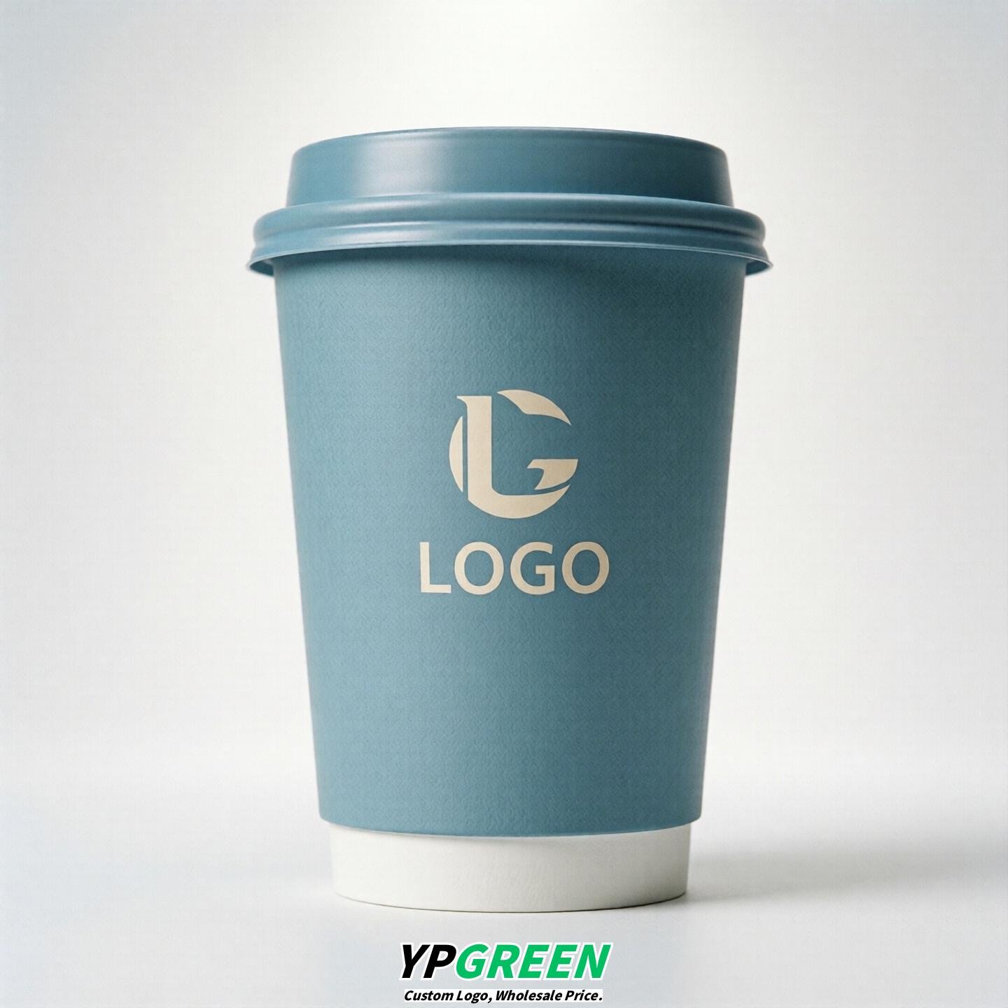 Robin Egg Blue Custom Logo Paper Cups: 8-24oz & Double Wall