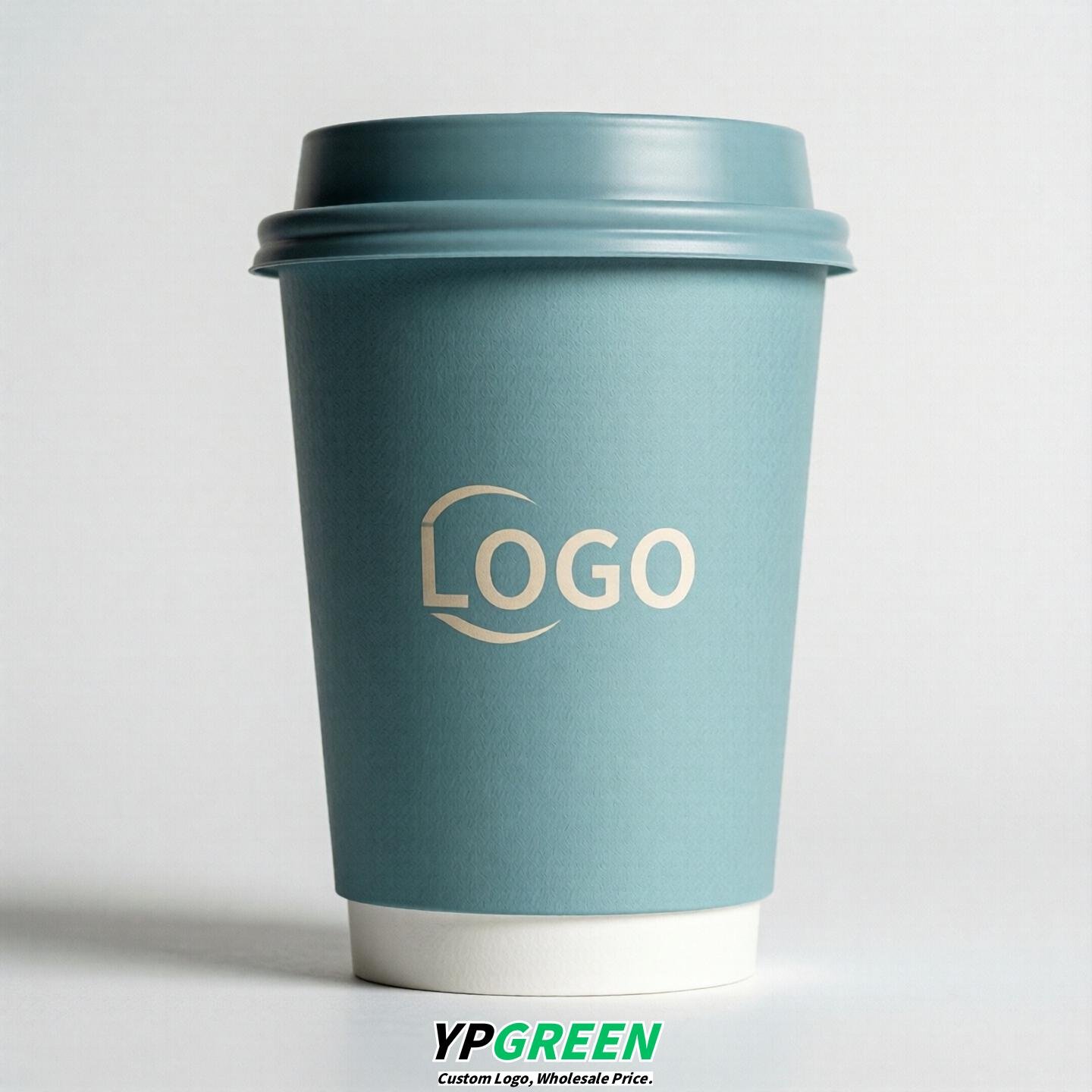 Robin Egg Blue Custom Logo Paper Cups: 8-24oz & Double Wall