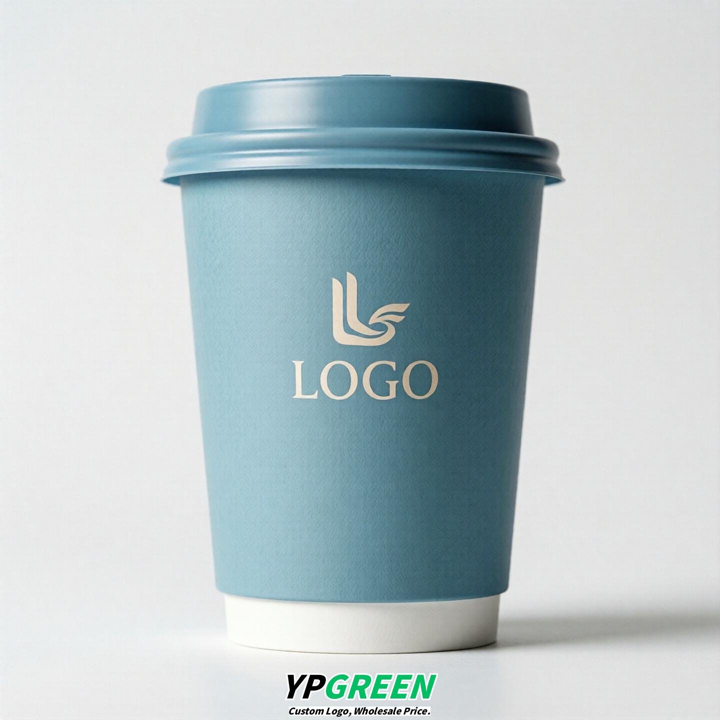 Robin Egg Blue Custom Logo Paper Cups: 8-24oz & Double Wall