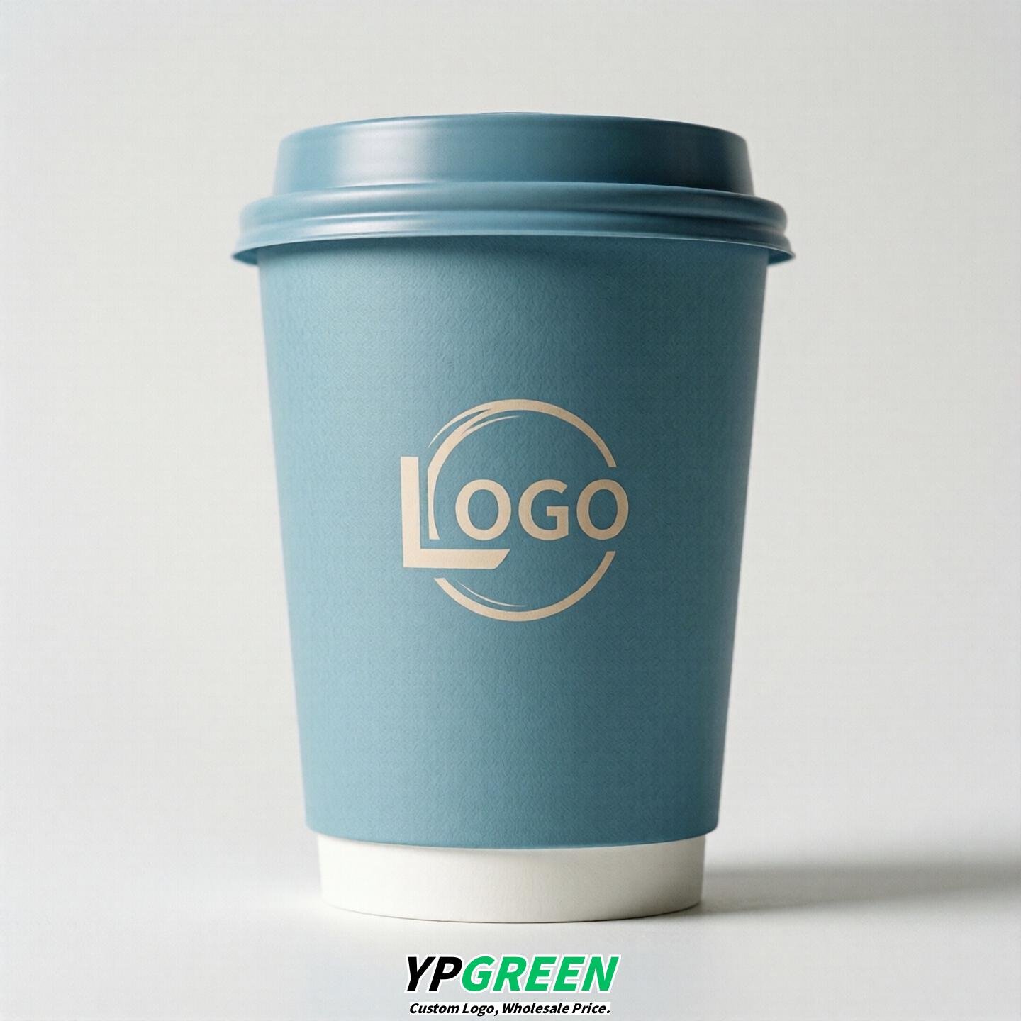 Robin Egg Blue Custom Logo Paper Cups: 8-24oz & Double Wall Robin Egg Blue Custom Logo Paper Cups: 8-24oz & Double Wall