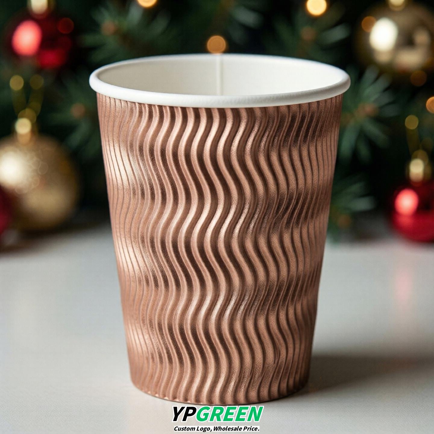 Embossed Raised Paper Coffee Cups – 10oz / 12oz Disposable Hot Drink Cups with Full Texture Finish