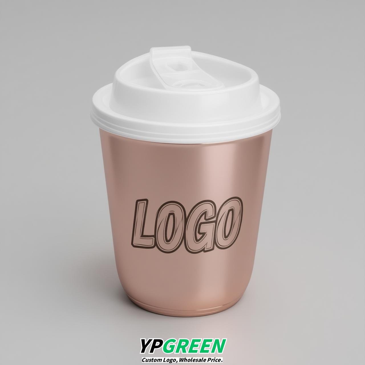 Rose Gold U Shape Cups with Lid - Custom Logo PP & PET Plastic Disposable Rose Gold U Shape Cups with Lid - Custom Logo PP & PET Plastic Disposable