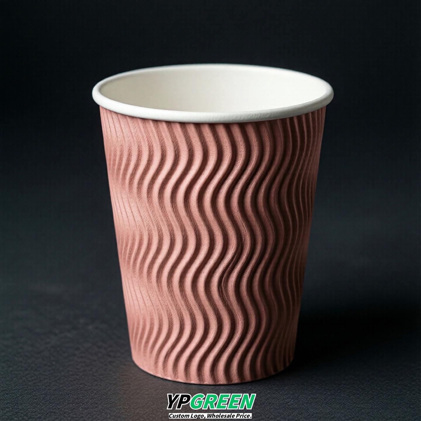 Rose Pink Embossed Paper Cups 10oz/12oz/16oz/20oz/22oz