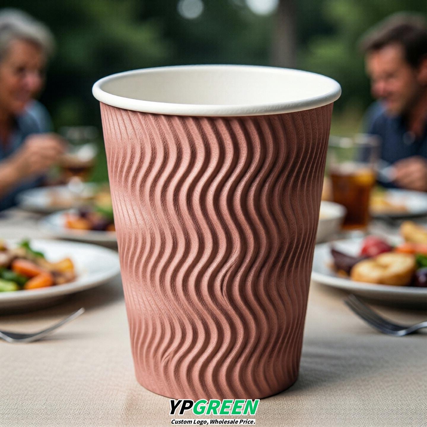 Rose Pink Embossed Paper Cups 10oz/12oz/16oz/20oz/22oz