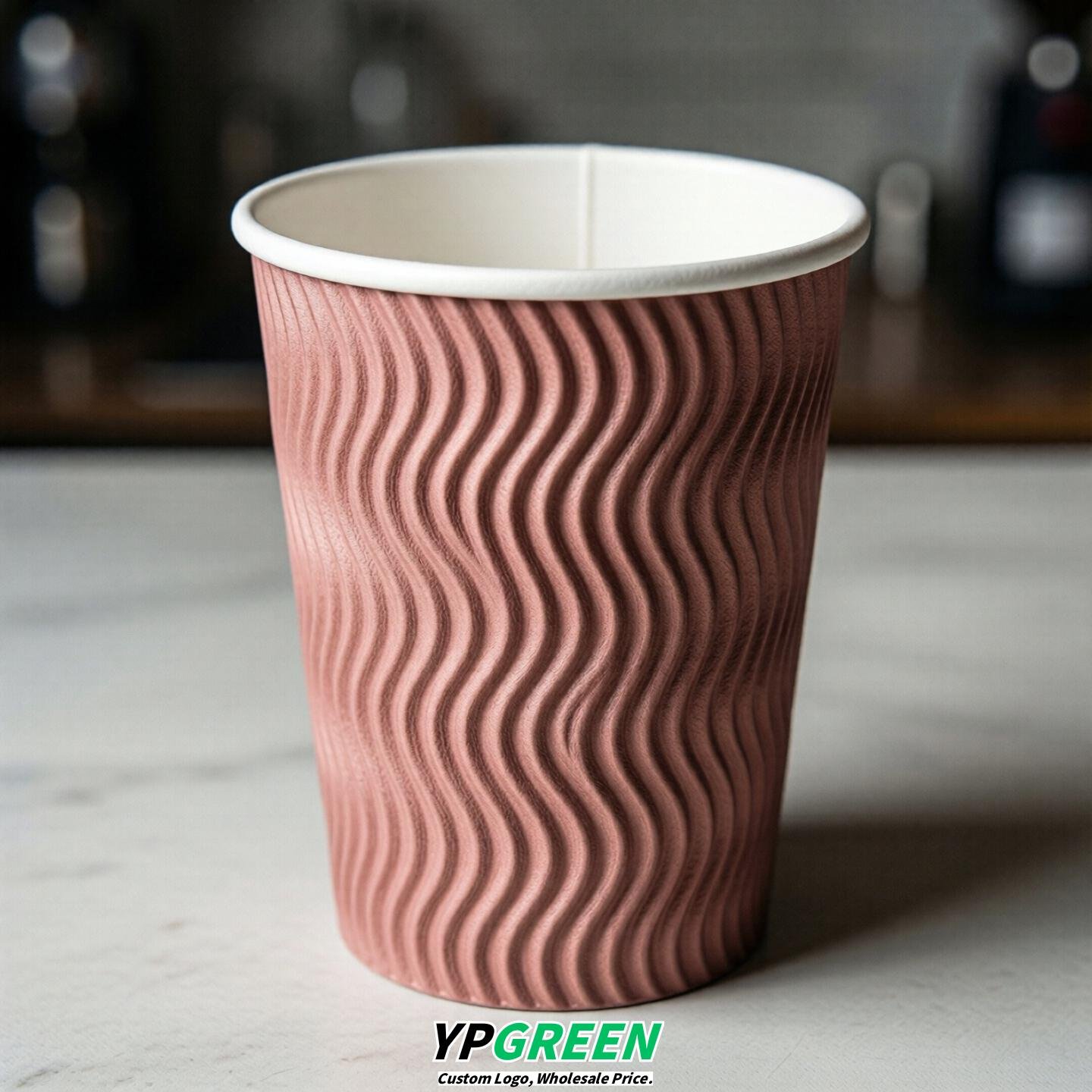Rose Pink Embossed Paper Cups 10oz/12oz/16oz/20oz/22oz