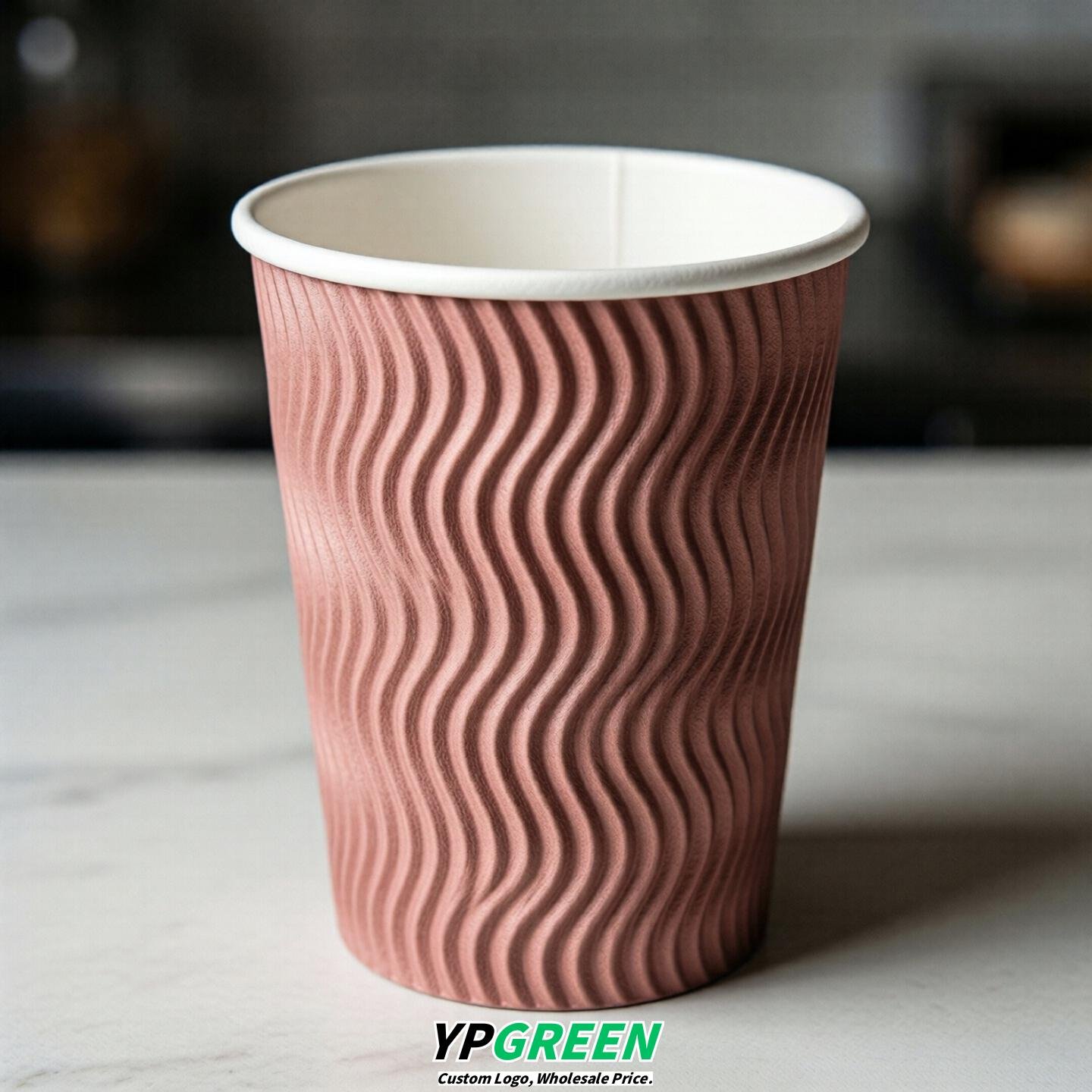 Rose Pink Embossed Paper Cups 10oz/12oz/16oz/20oz/22oz